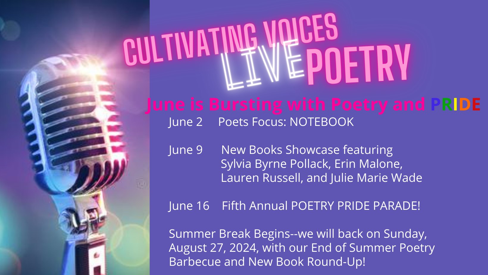 Cultivating Voices Live Poetry announcement